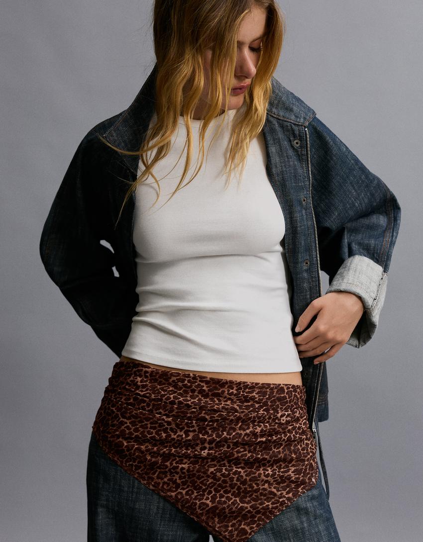 Pañoleta animal print-Marrón