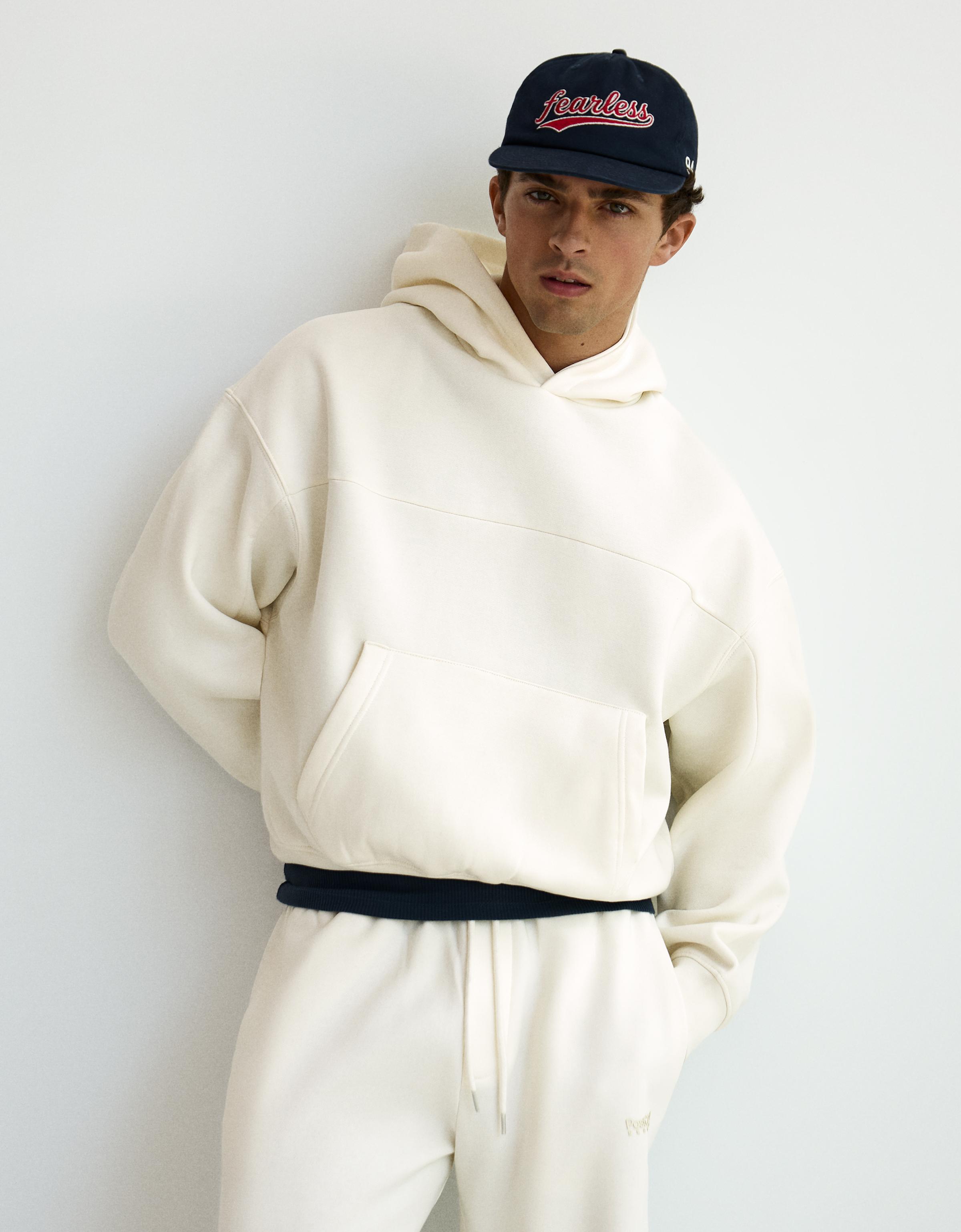 Bershka Sudadera Capucha Hombre Blanco
