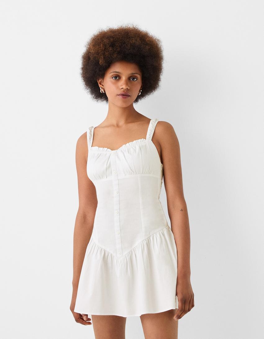 فستان قصير بكشكش-أبيض-1