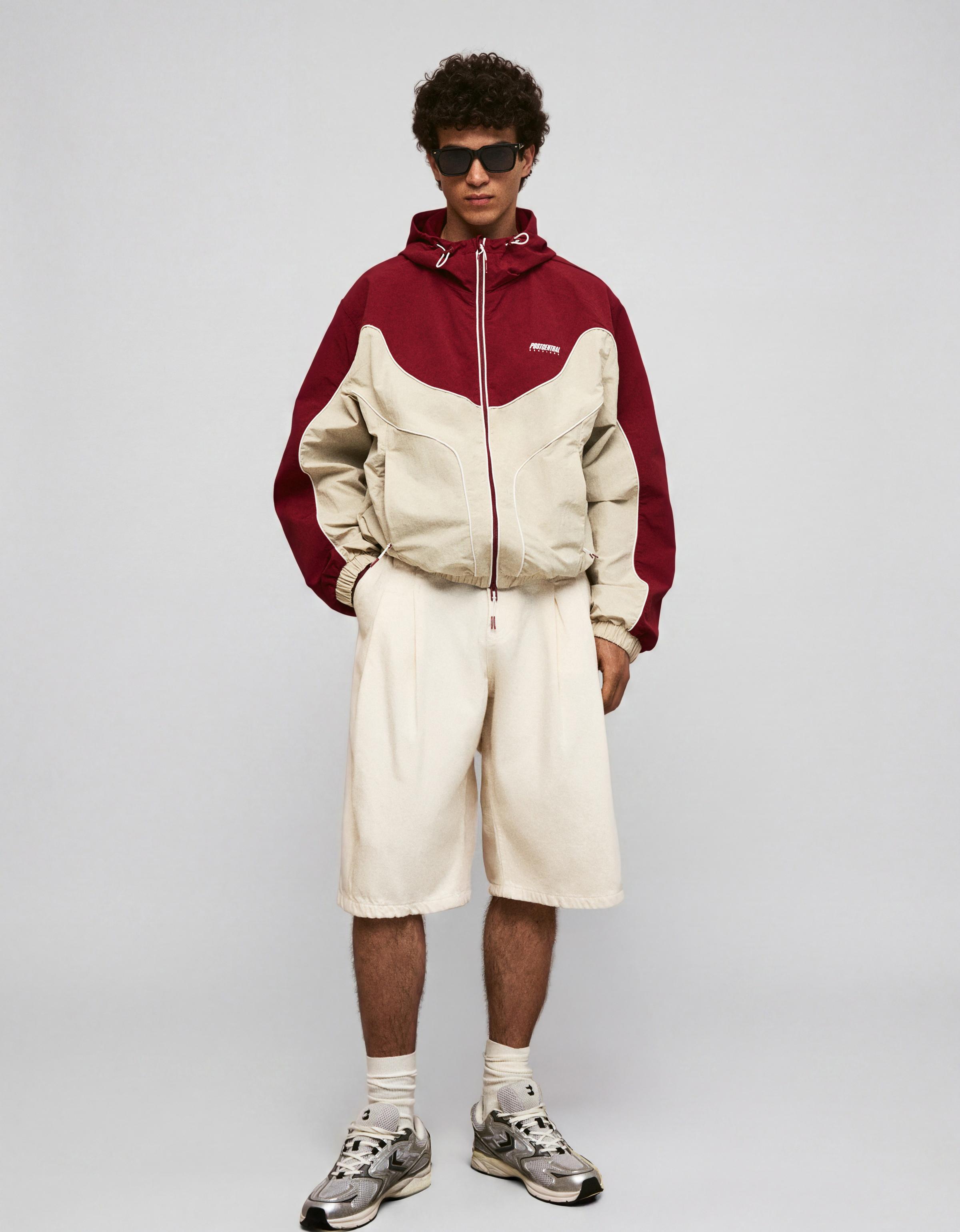 Hooded windbreaker jacket — Red