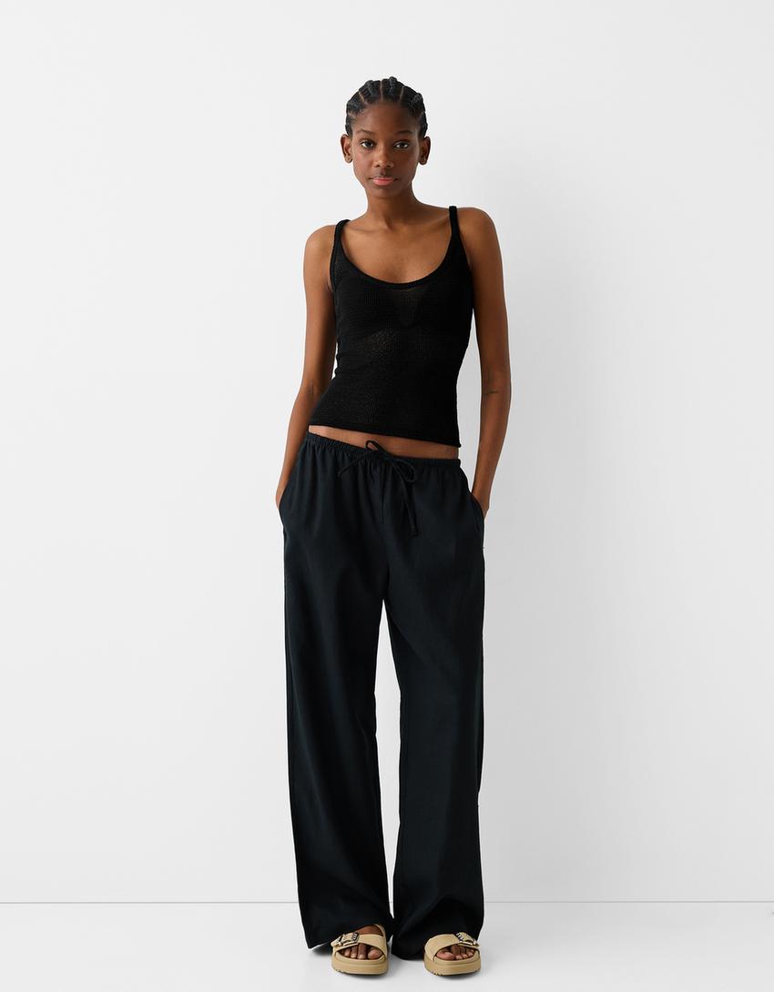 Strappy rustic top-Black-3