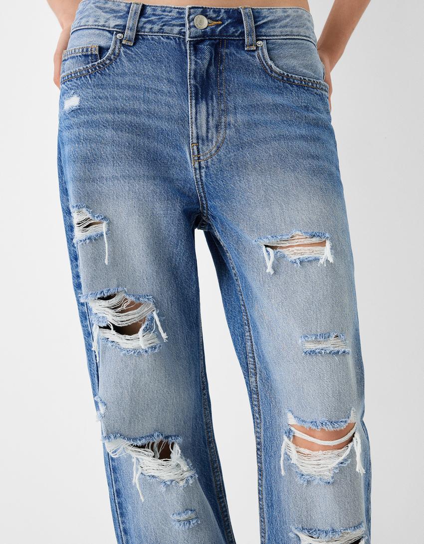 Cropped straight jeans-Light blue-3
