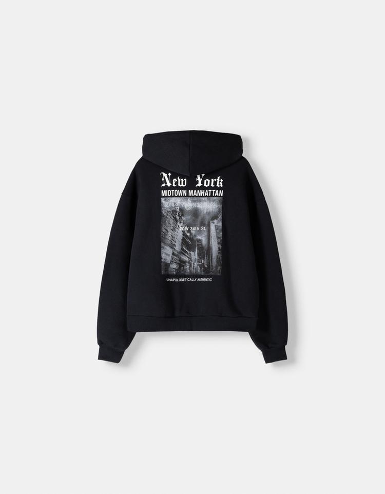Desenli kapüşonlu sweatshirt