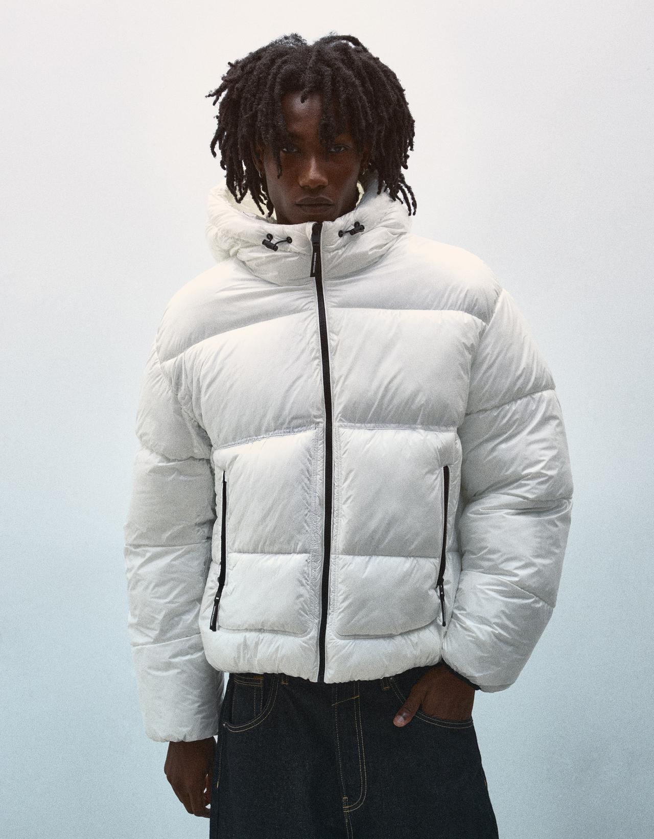 Hooded puffer jacket — White