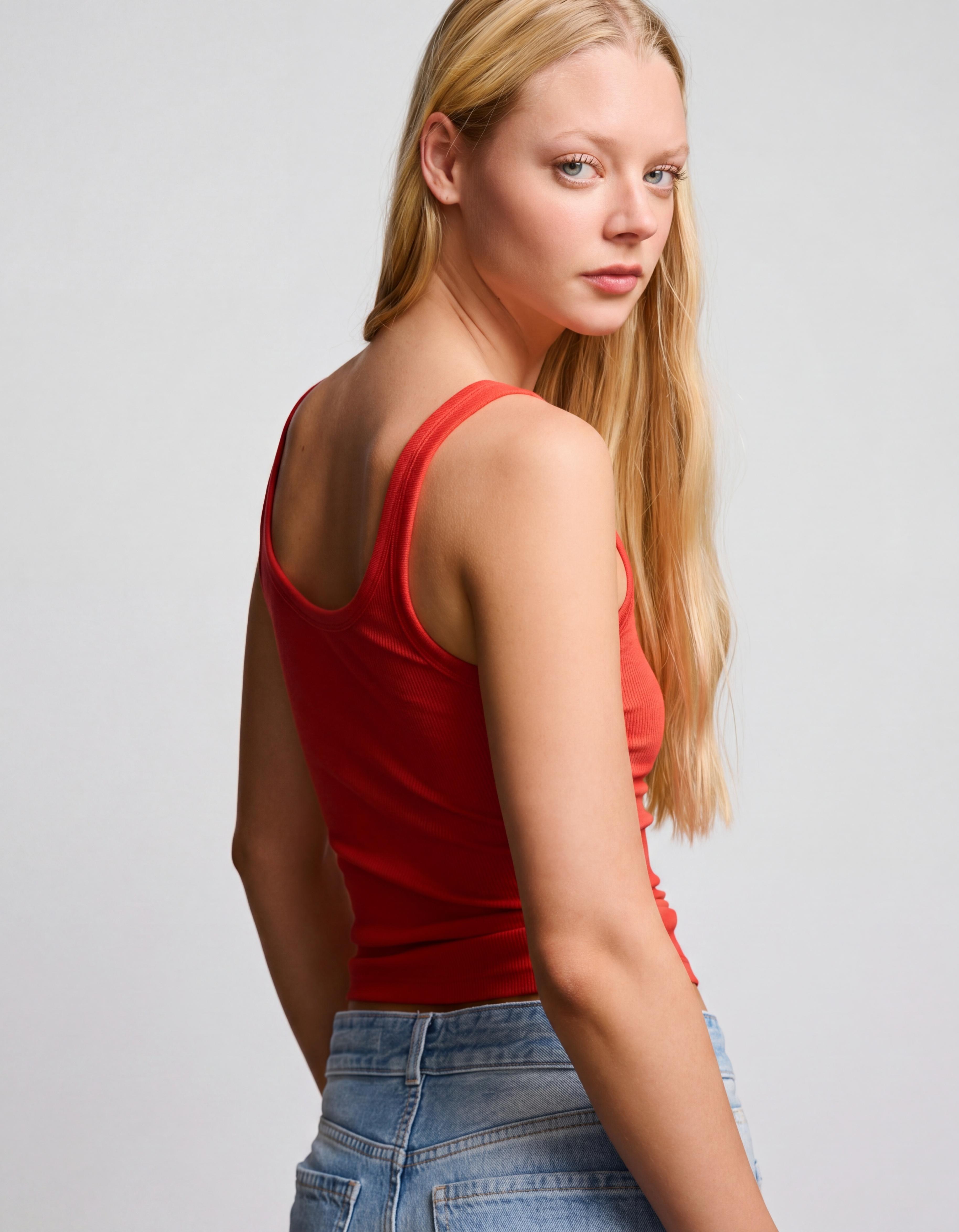 Ribbed vest top — Coral