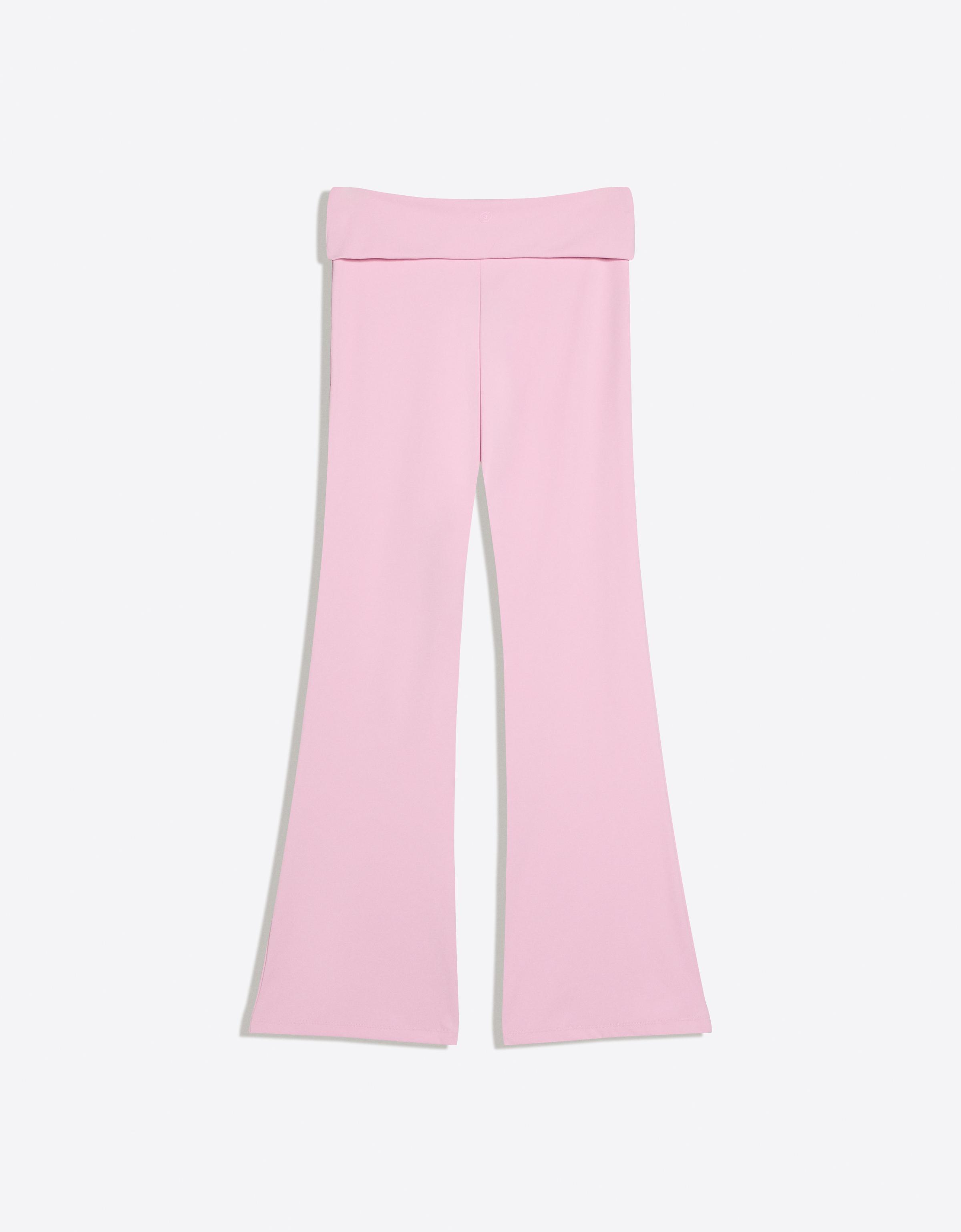 Flared technical trousers with turn-down waist