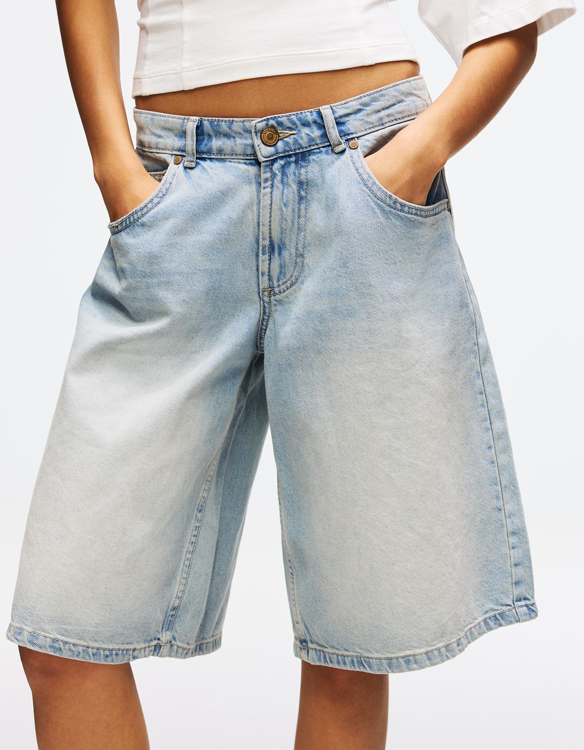 Baggy fit denim bermuda şort - Görsel 36