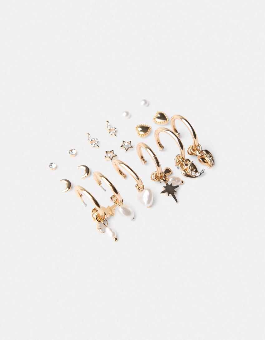 Pack 9 boucles d’oreilles-Or-4