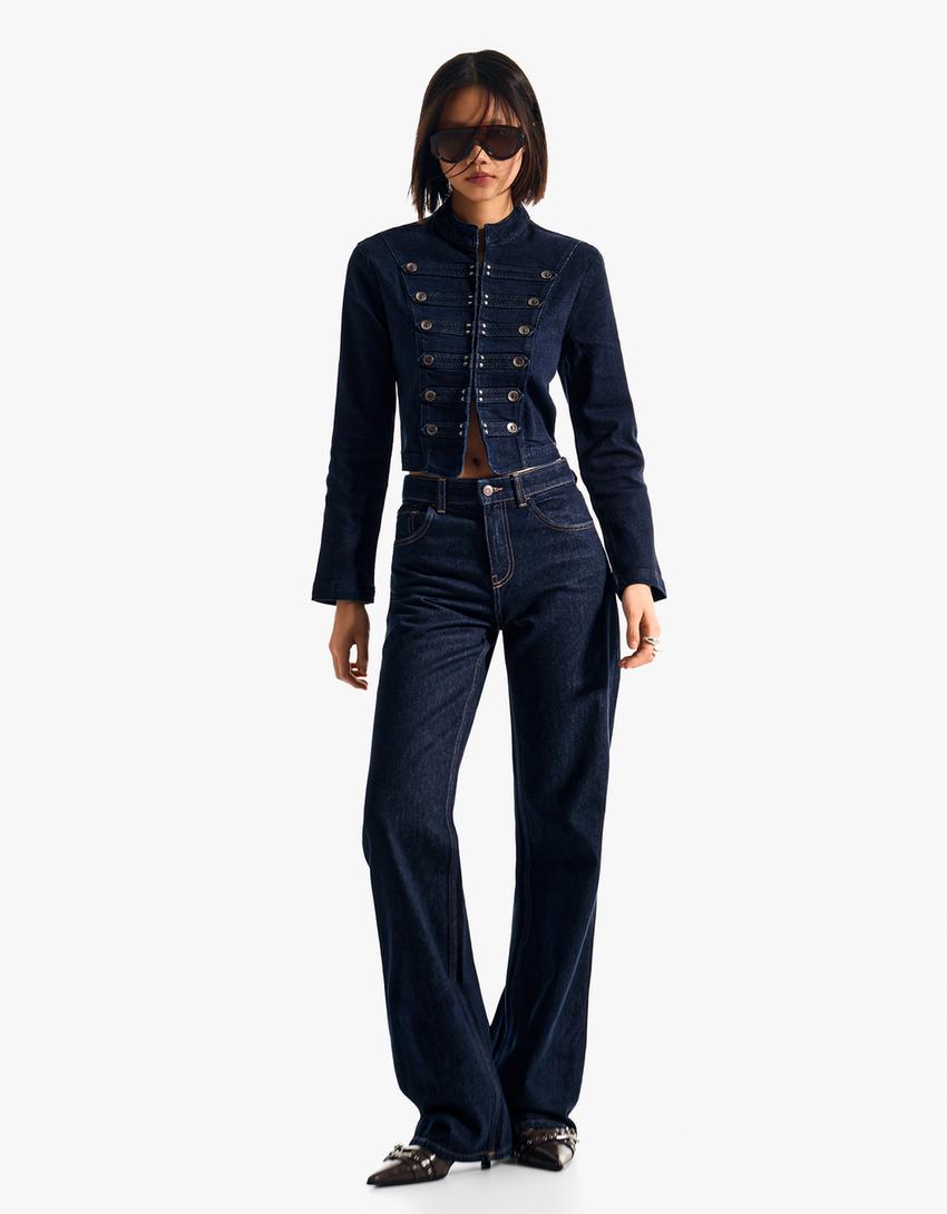 Cazadora denim botones frontales-Marino