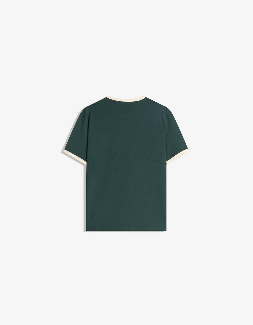 Camiseta manga corta rib print-Verde