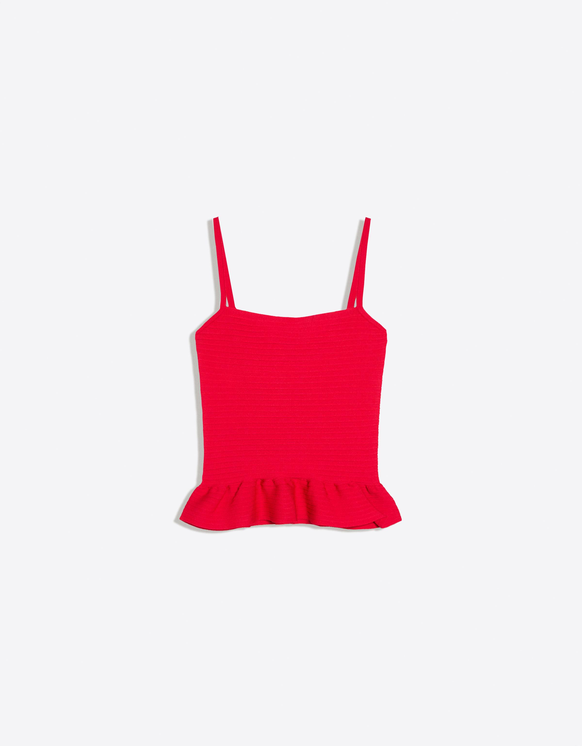 Knit peplum top — Red