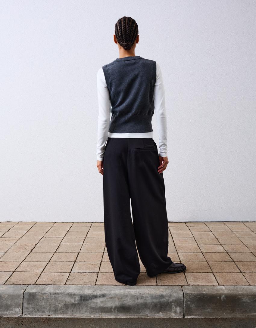 Gilet en maille à boutons-Gris