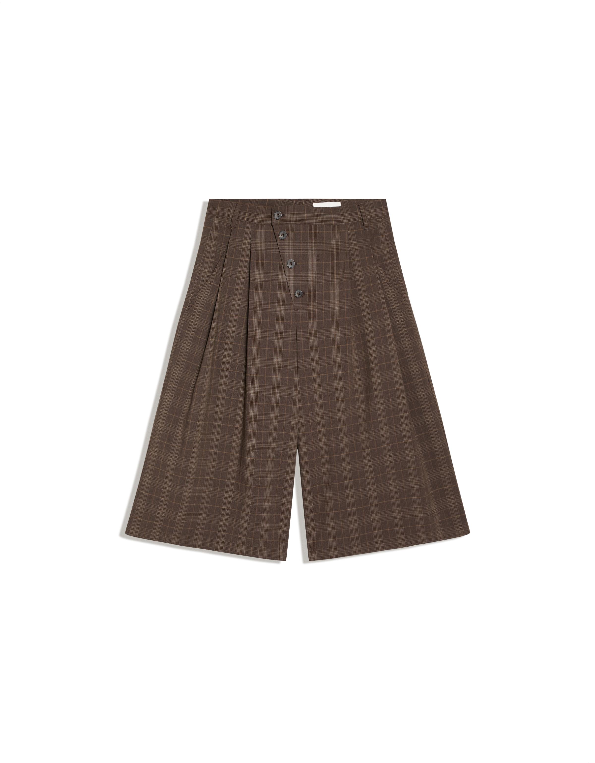 Culotte Bermuda shorts with crossed buttons — Brown