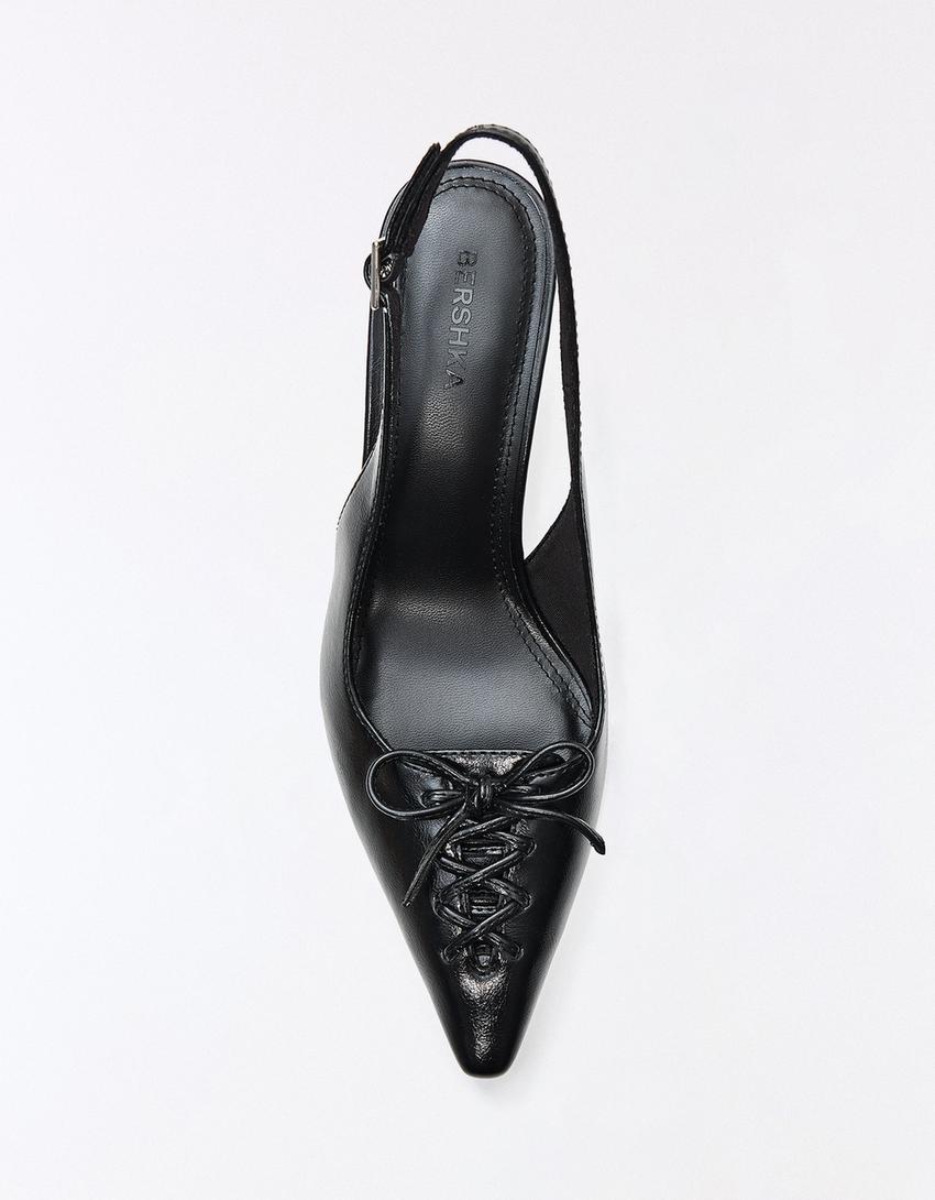 SCARPE KITTEN HEEL CORSET-Nero