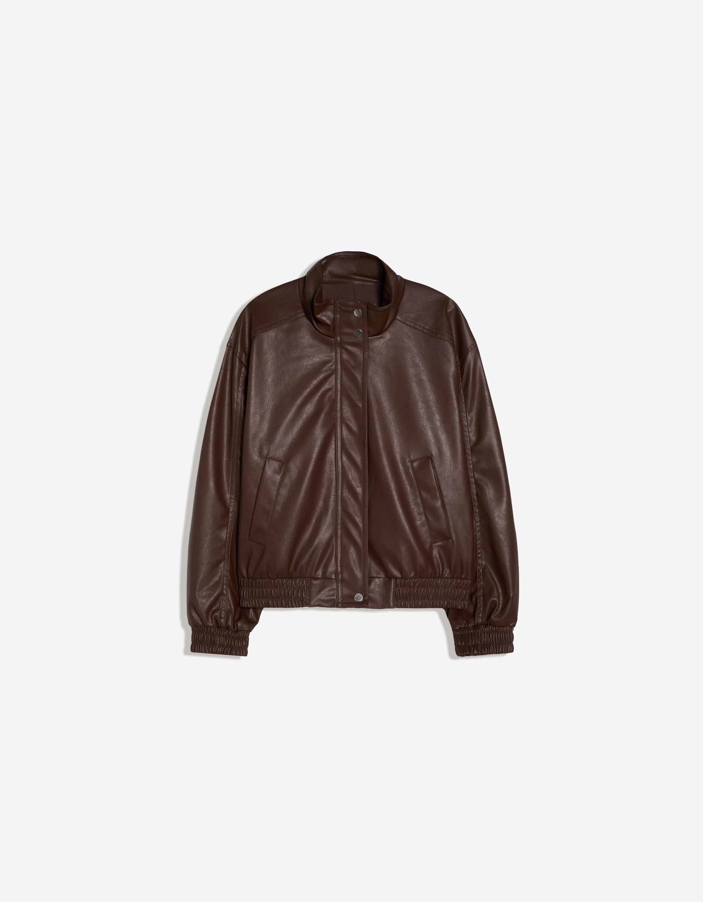 Leather effect jacket — Brown