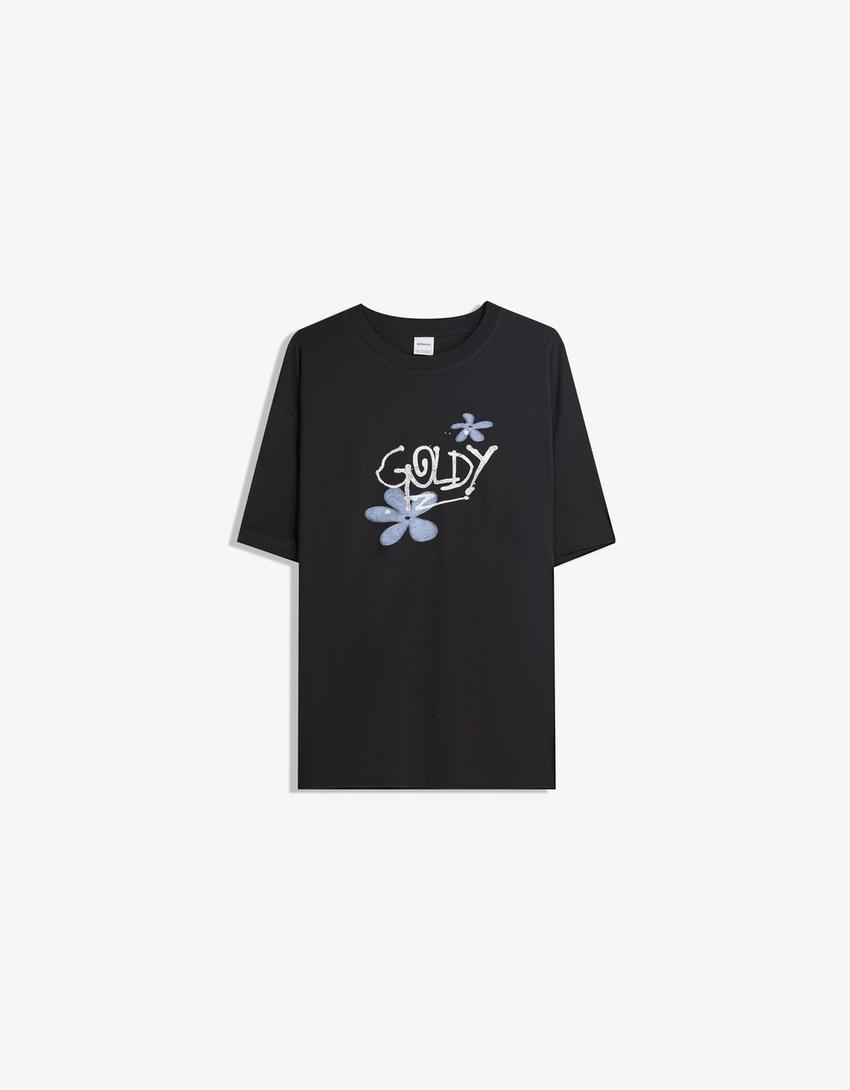 Short sleeve T-shirt with print-Dark grey-4