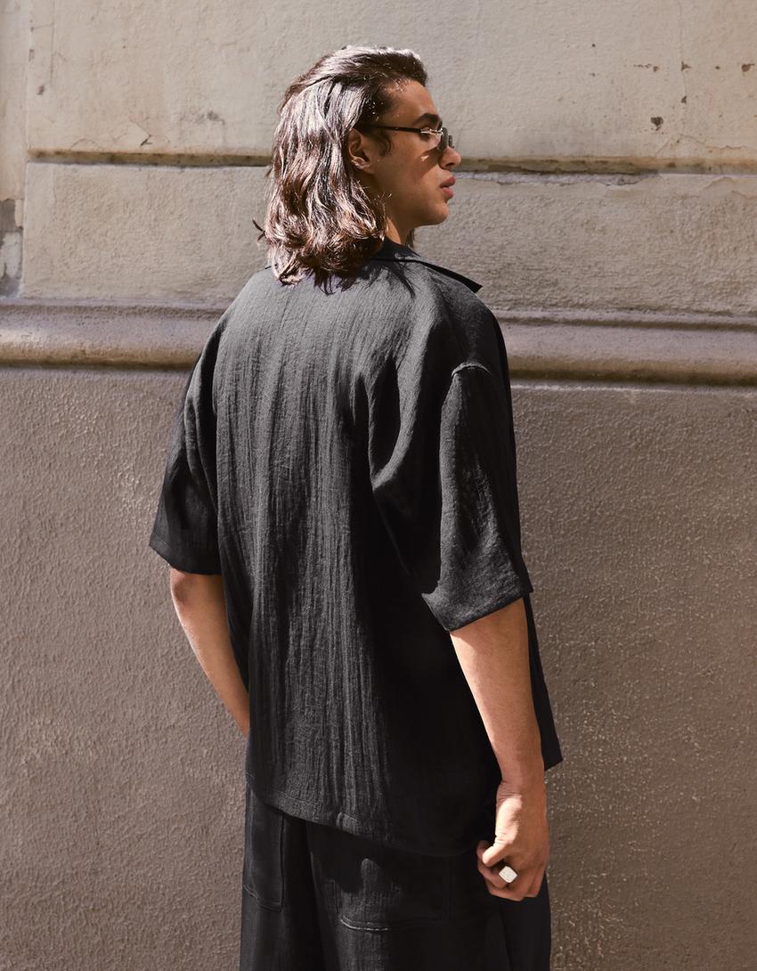 Rustic short sleeve shirt-Black