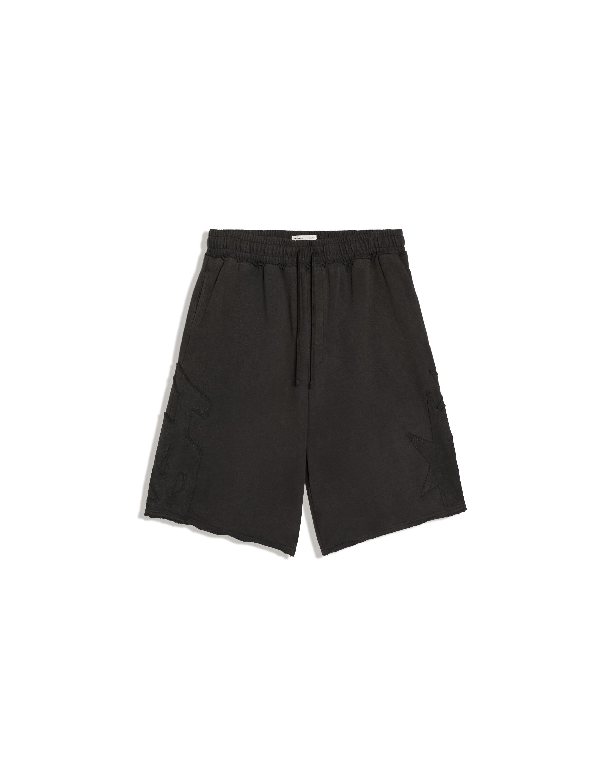 Washed fleece Bermuda shorts with patch — Grey