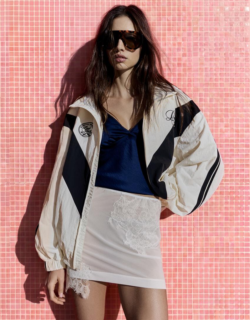Lightweight embroidered jacket-Off white