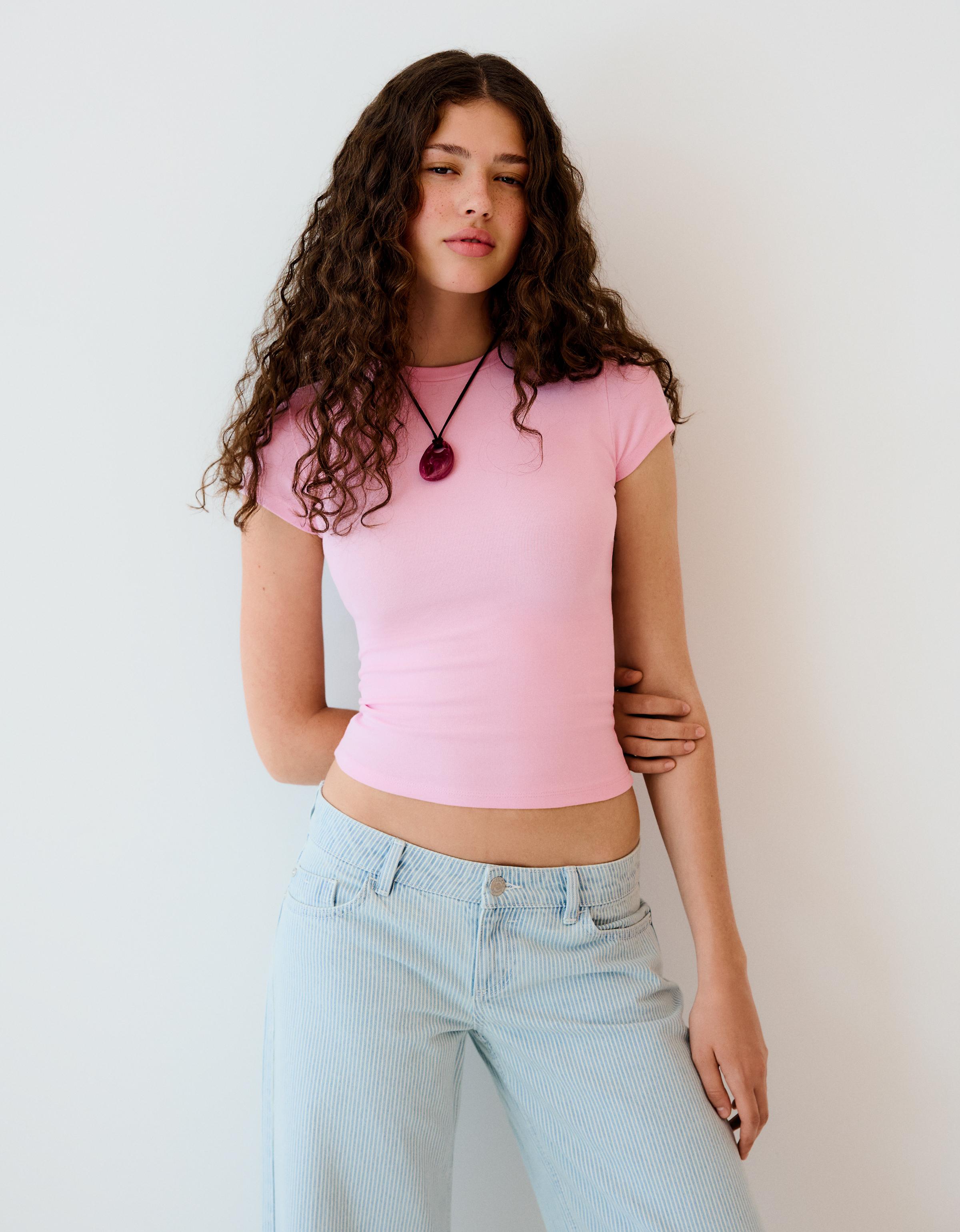 Short sleeve round neck T-shirt — Pink