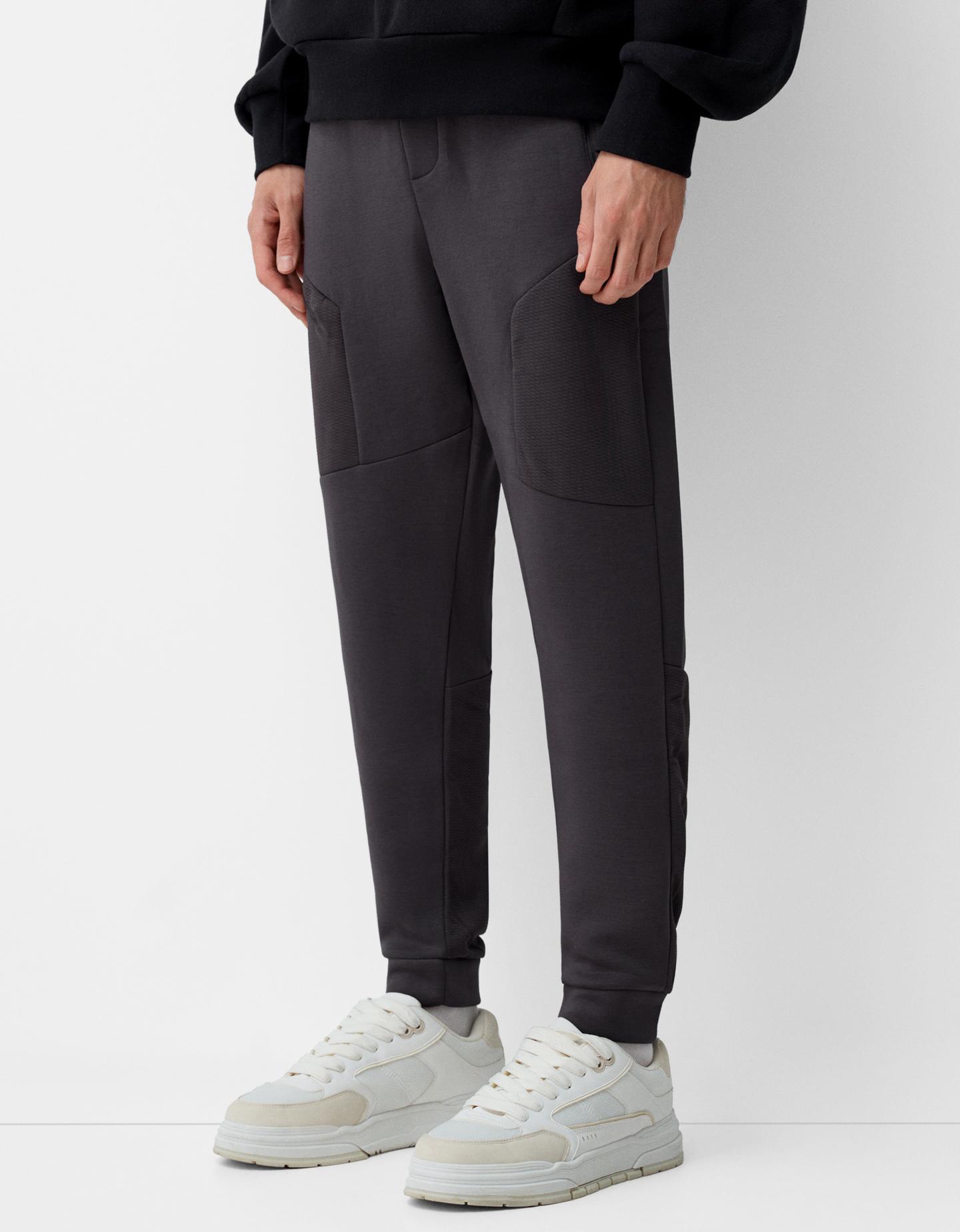 Bershka Pantalón Jogger Técnico Hombre M Gris