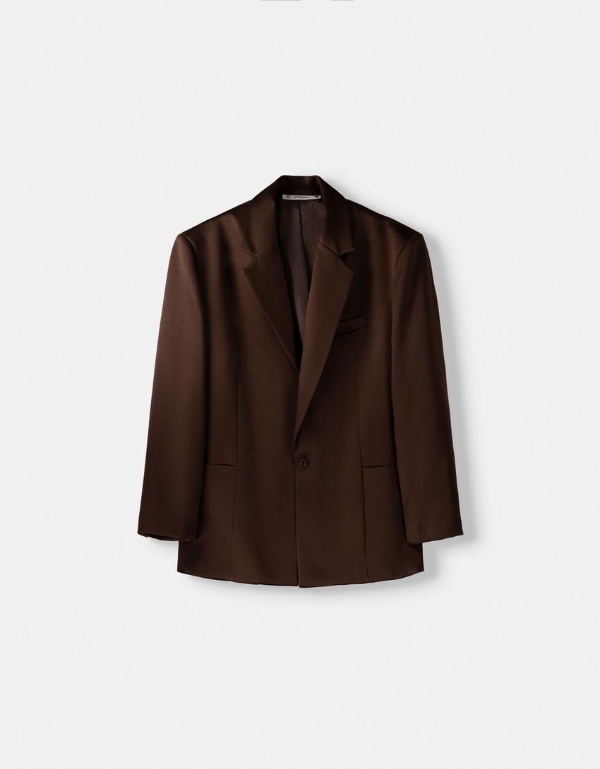 Veste tailleur bouton-Marron-4
