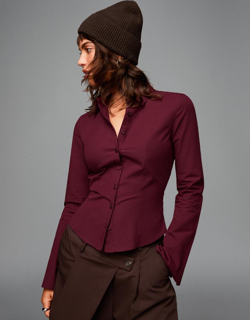 Fitted shirt with flared sleeves - Women | Bershka