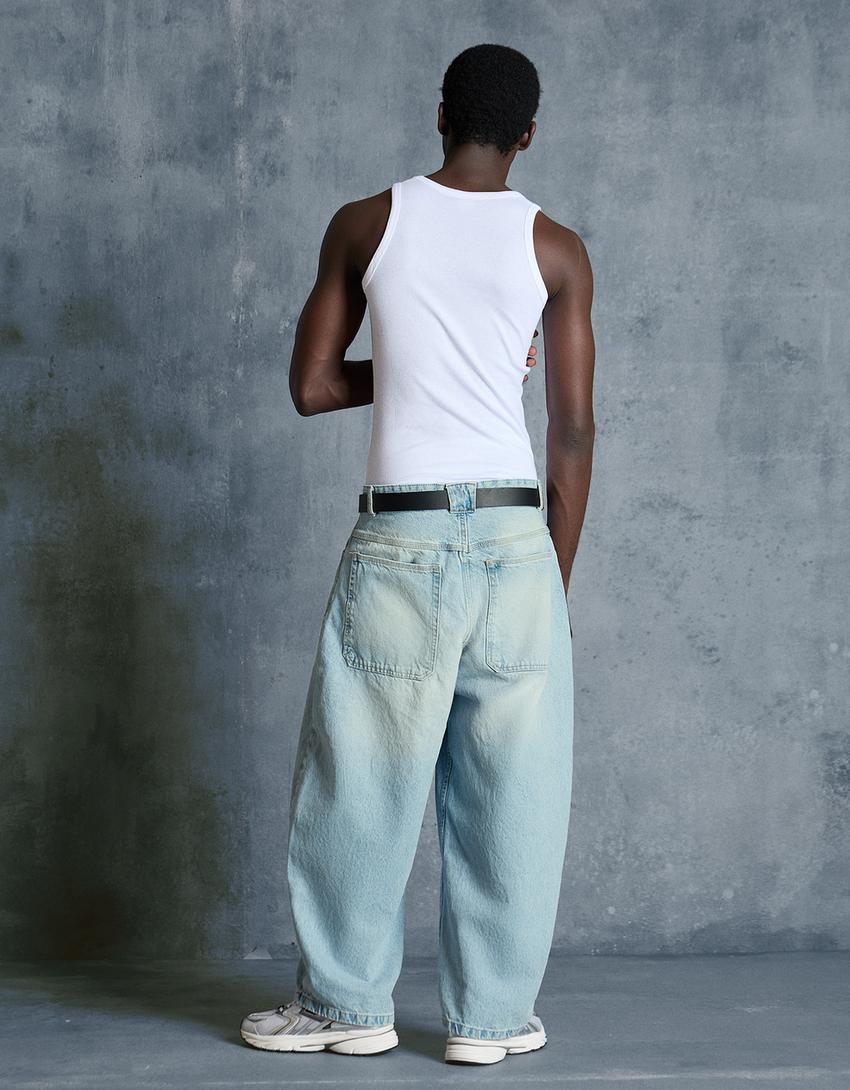 Jeans barrel-Azul lavado