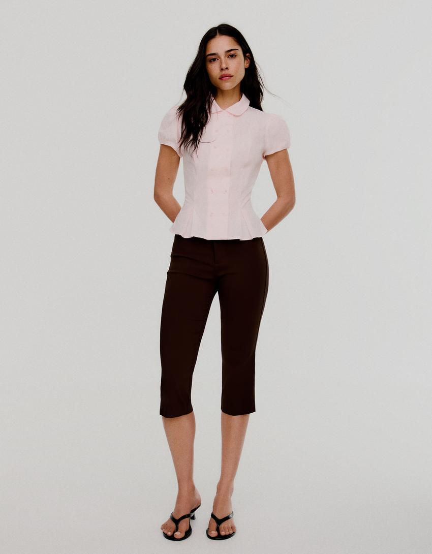 Camisa manga corta cuello bobo-Rosa