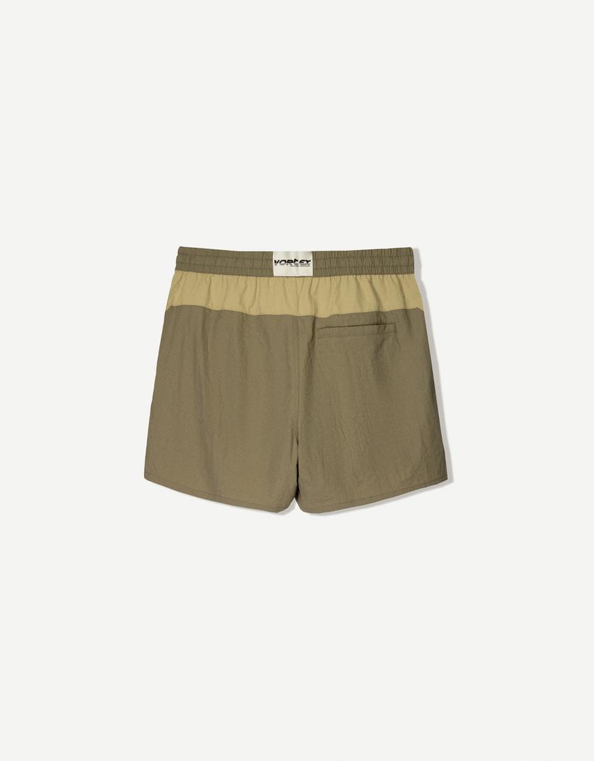 Boxy fit swimming trunks-Khaki