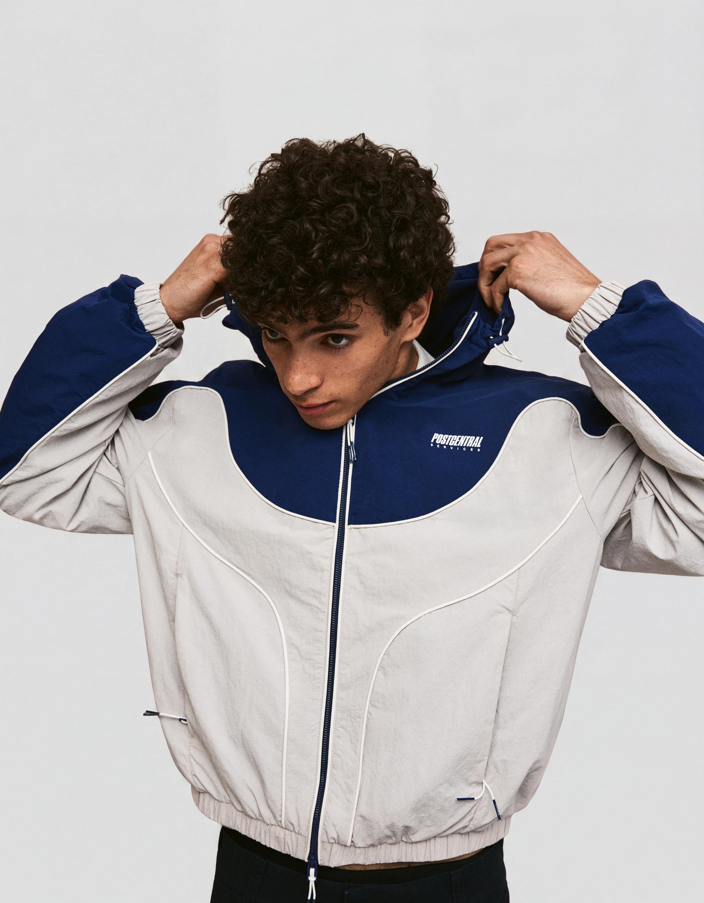 Hooded windbreaker jacket — Navy