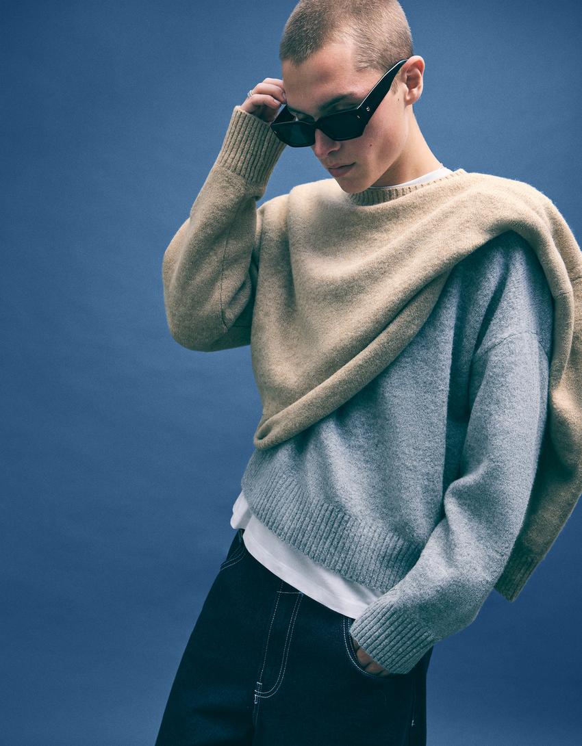 Cropped jumper-Camel
