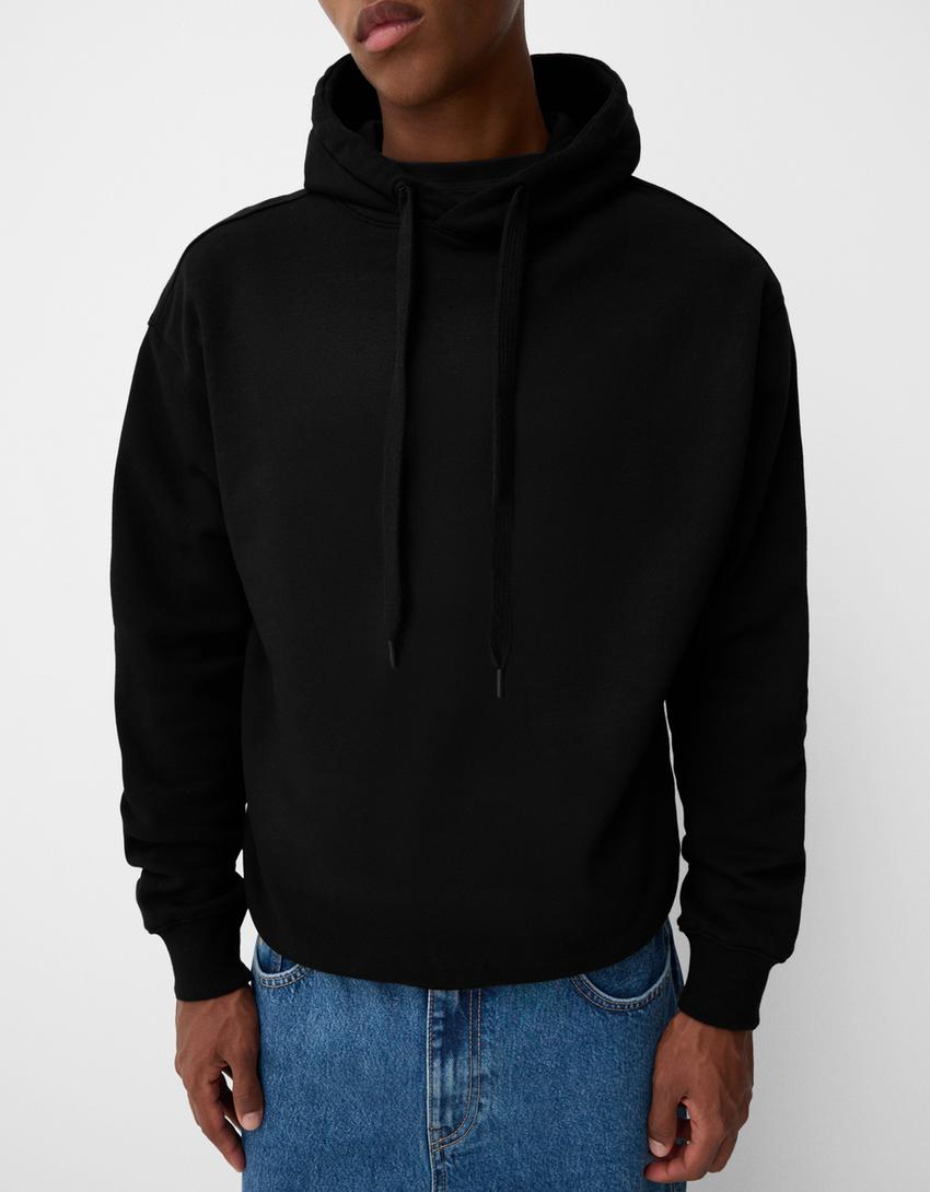 Sweatshirt oversize com capuz-Preto-2