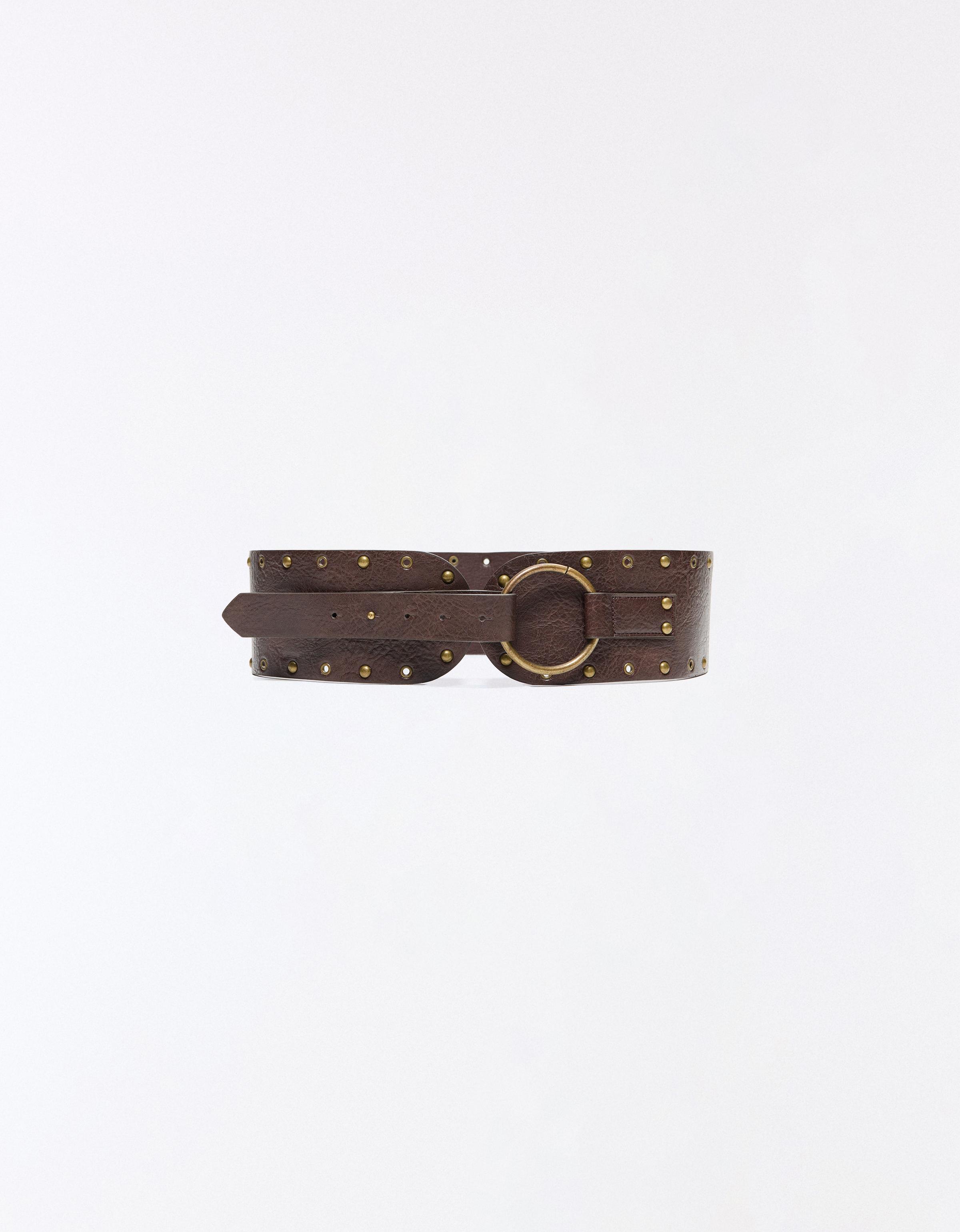 Studded buckle belt — Brown