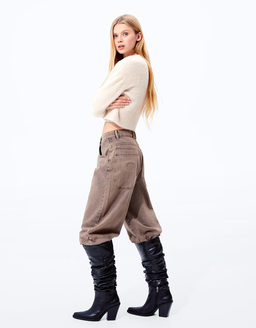 بوت كاوبوي فضفاض بكعب عال-أسود-1