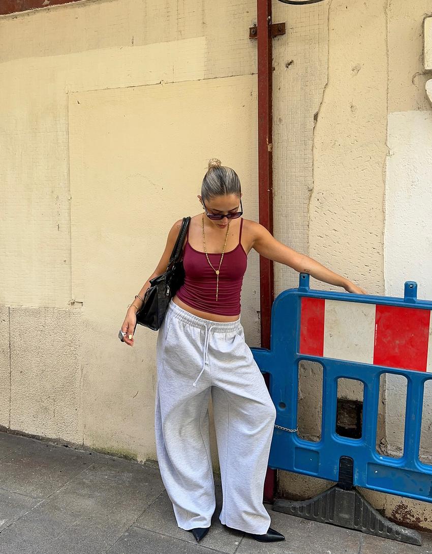 Plush barrel trousers-Grey