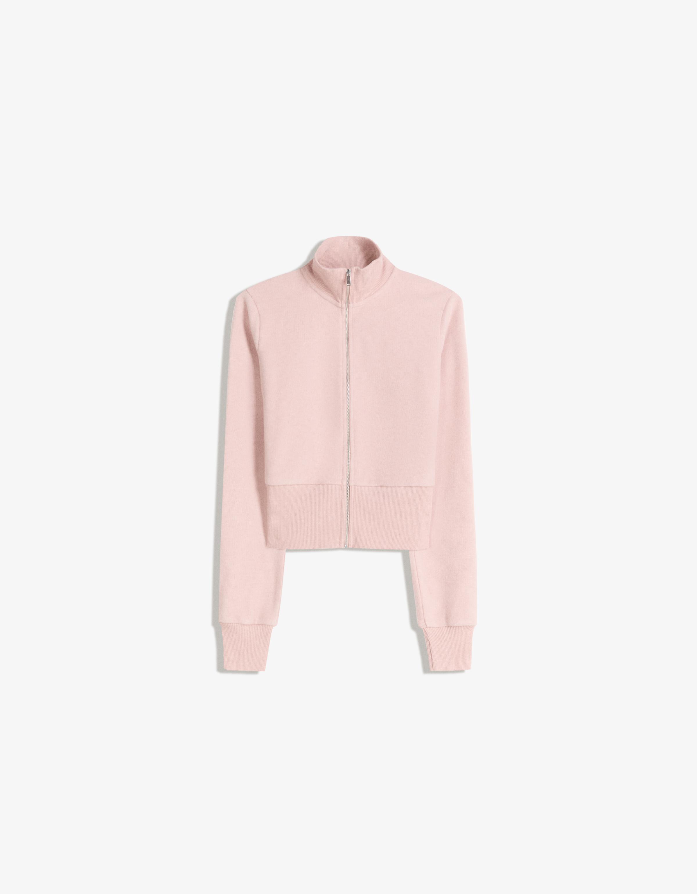 Sweat Femme Bershka Gris 1/4 Zippé, Taille 8, Coton, Excellent état