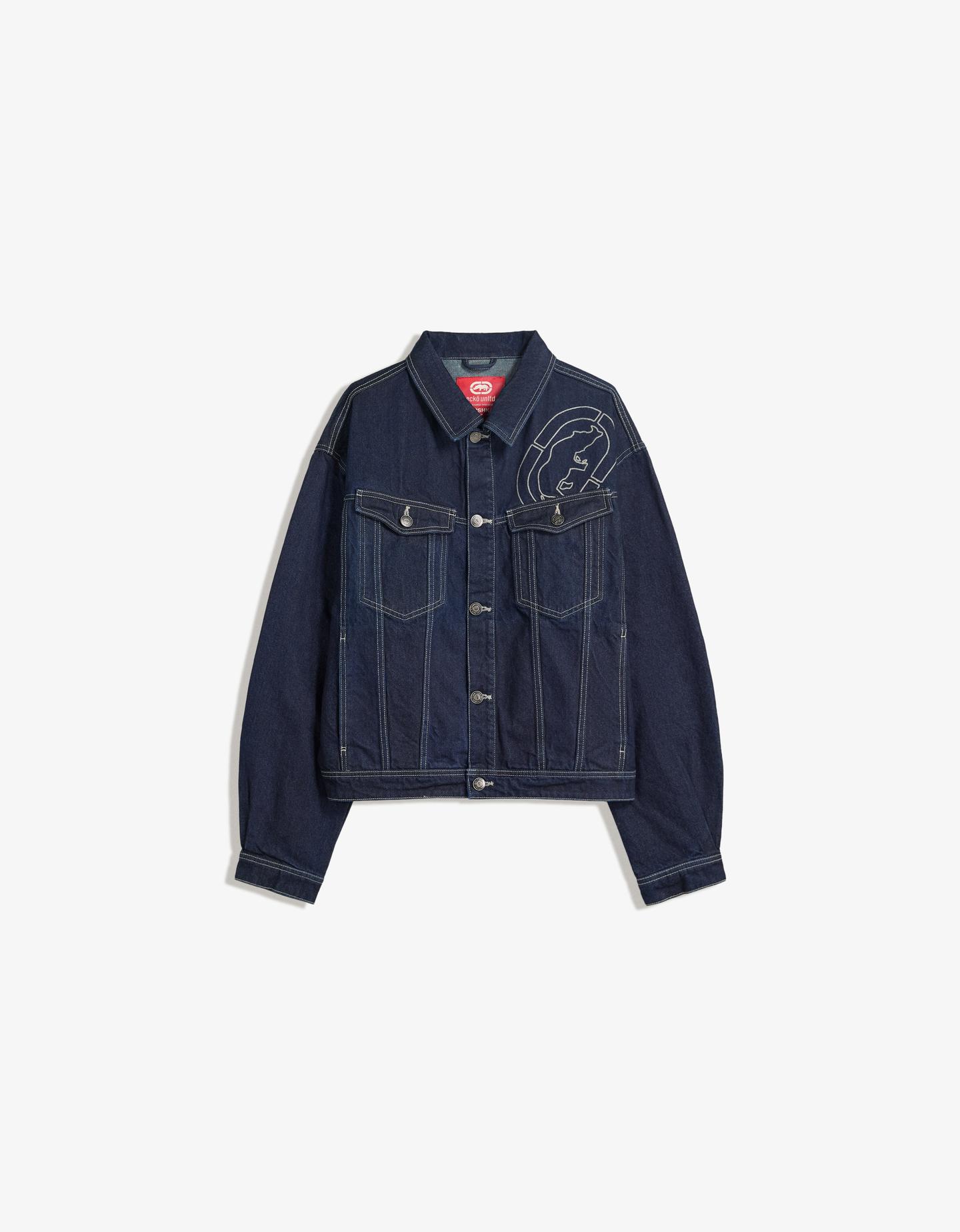 Bershka kurtka jeansowa ecko unltd granatowy