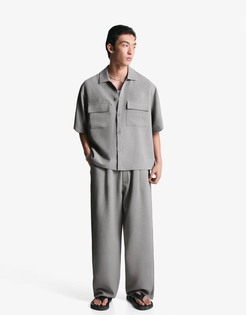 Super baggy tailored trousers-Grey-0