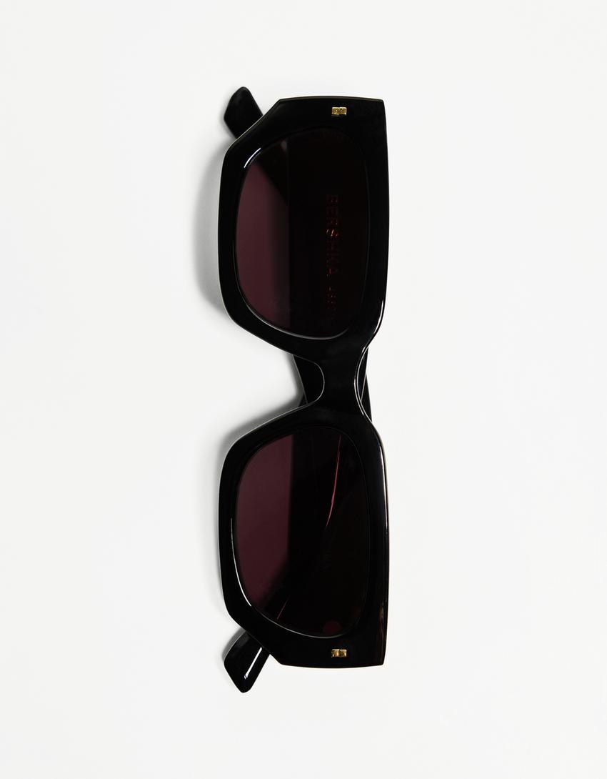 Sechseckige Sonnenbrille-Schwarz