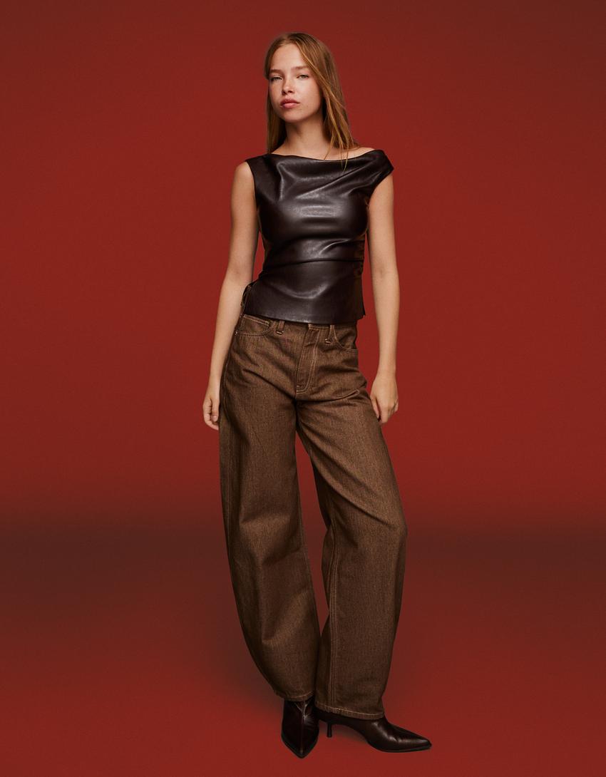 Asymmetrische top met leereffect-Bruin
