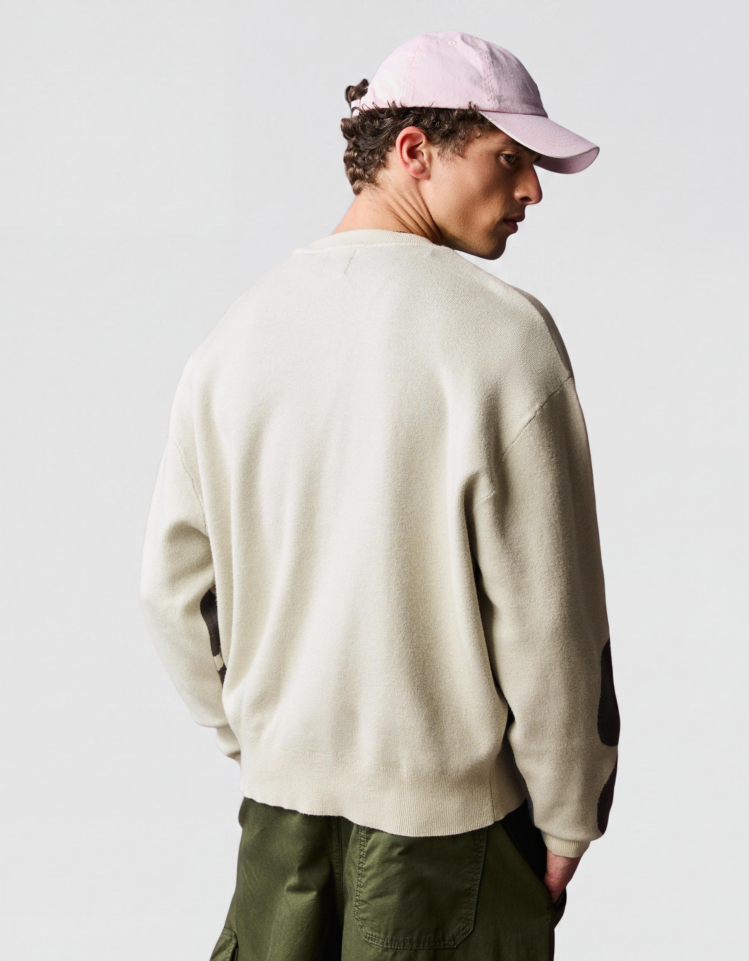 Printed round neck jumper — Grey