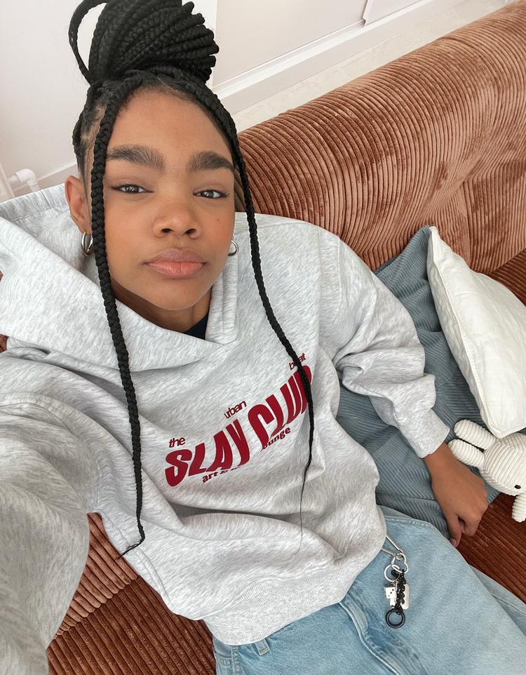 Desenli kapüşonlu sweatshirt