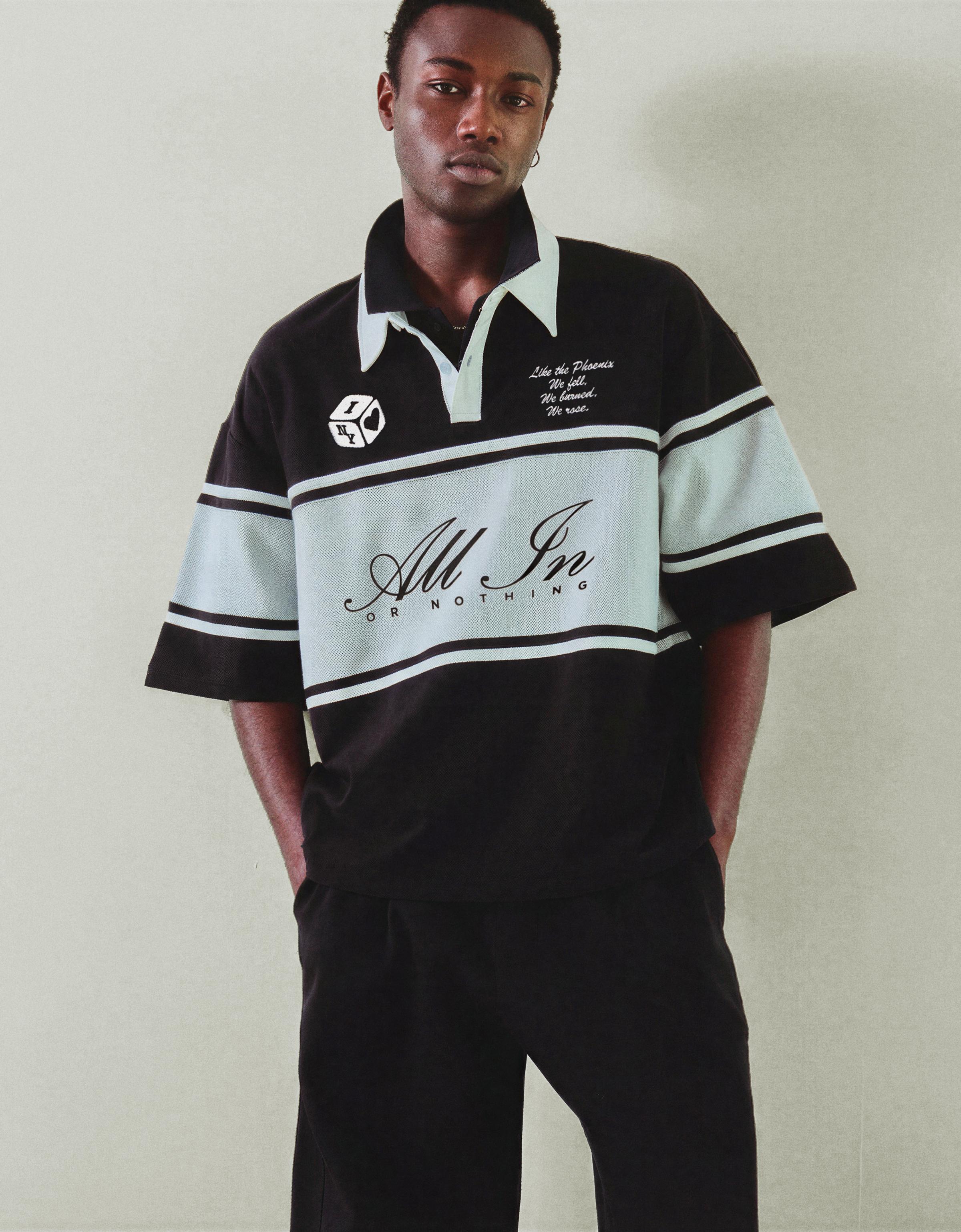 Polo Boxy Manga Corta Hombre S Negro