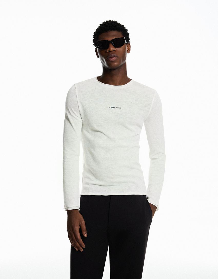 Camiseta manga larga print-Blanco