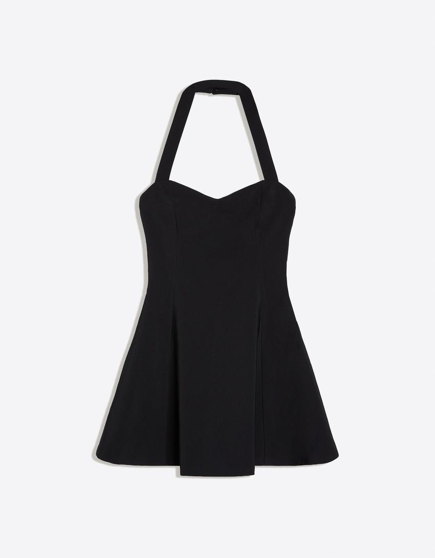 Halter mini dress-Black