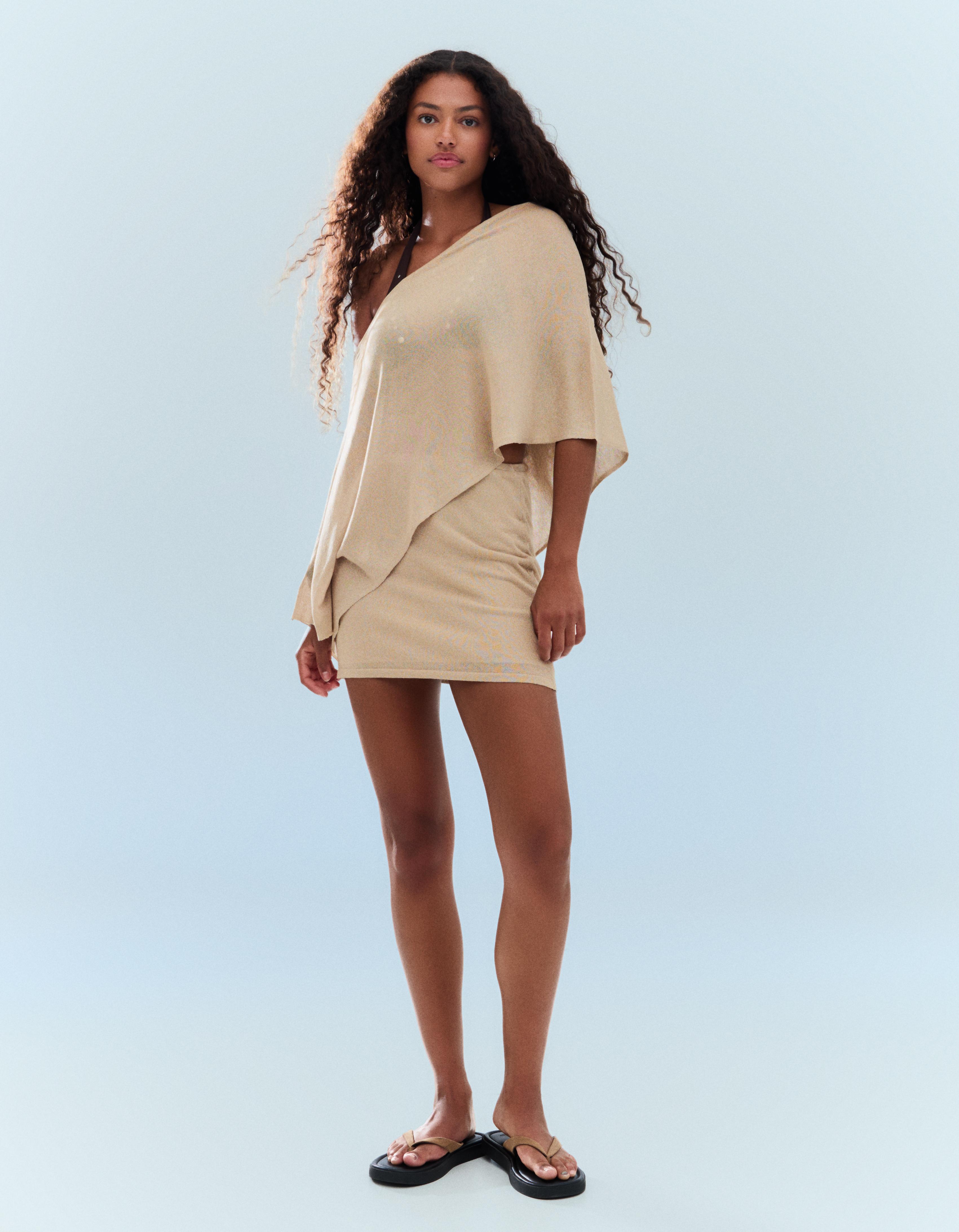 Metallic thread mini skirt