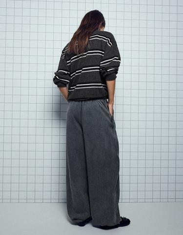 Plush barrel trousers with stoppers — Grey 2