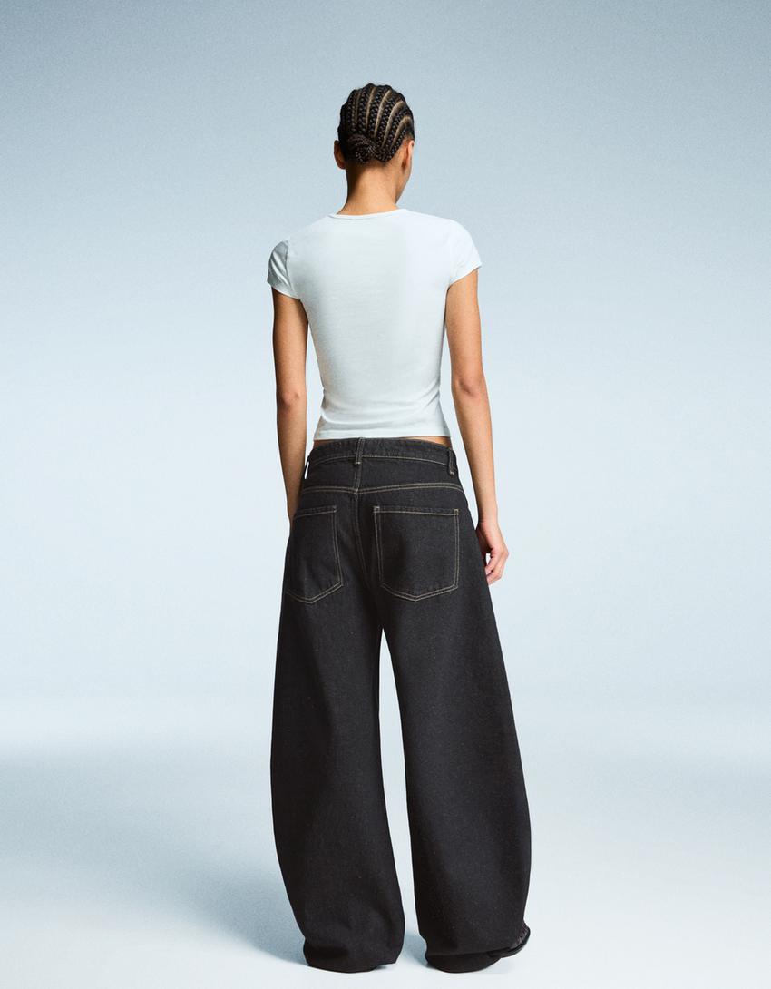 Jeansy wide leg barrel-Czarny-1