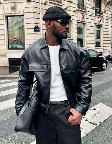 Boxy leather effect jacket — Black 1